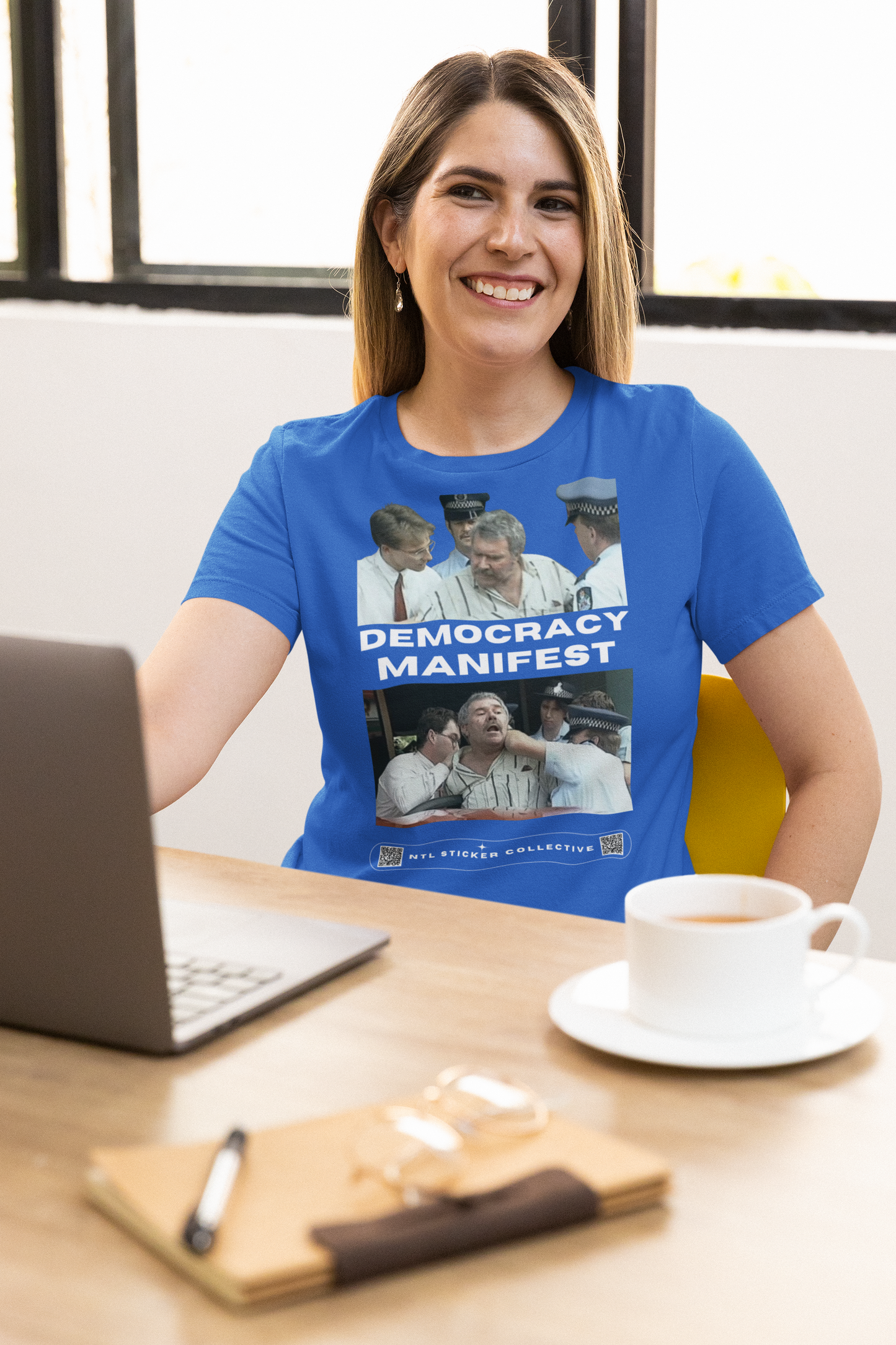 NEW | Democracy Manifest Double Window | Blue | Gildan Unisex Short Sleeve Shirt