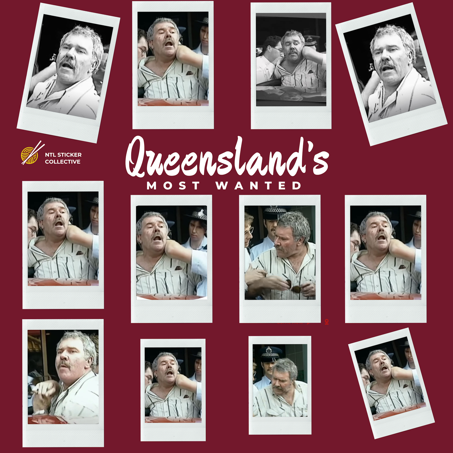 Queensland's Most Wanted Photoboard | Maroon | Gildan Unisex Heavy Cotton Tee