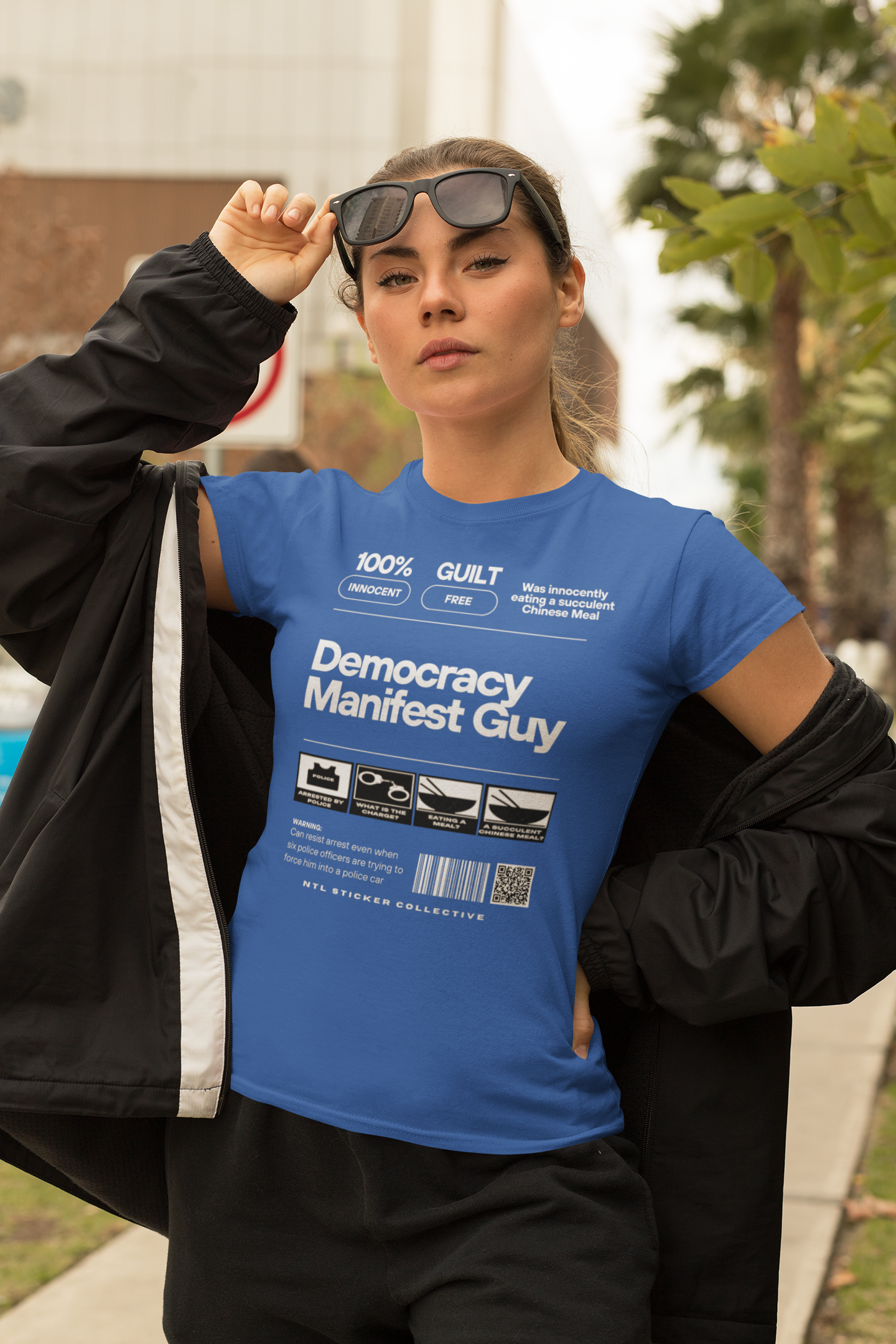 NEW | Democracy Manifest Factsheet | Blue | Gildan Unisex Short Sleeve Shirt