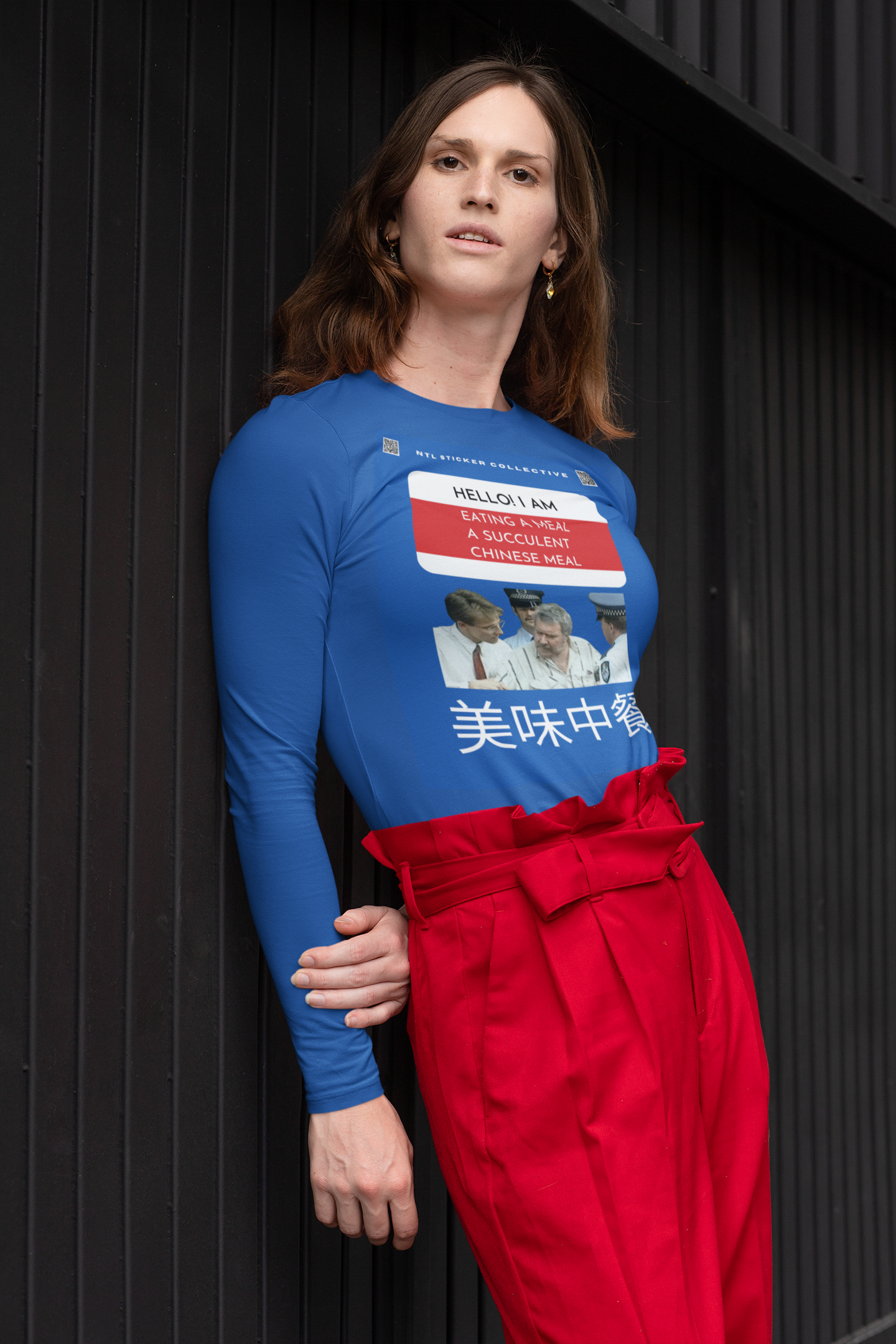 NEW | Hello I Am Eating A Meal | Democracy Manifest V2 | Blue | Gildan Unisex Long Sleeve Shirt