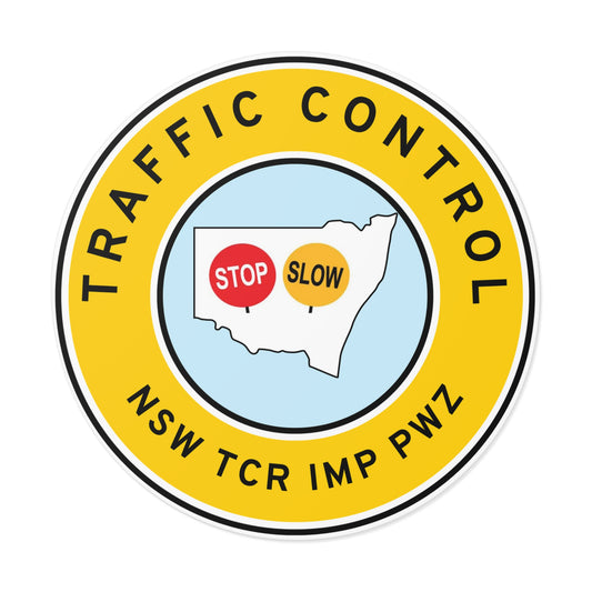 NSW | Traffic Control | TCR/IMP/PWZ | Hard Hat Sticker | Stop/Slow | WA Yellow