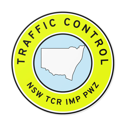 NSW | Traffic Control | TCR/IMP/PWZ | Hard Hat Sticker | State Outline | Yellow