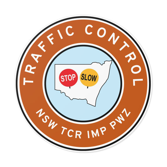NSW | Traffic Control | TCR/IMP/PWZ | Hard Hat Sticker | Stop/Slow | NT Orange