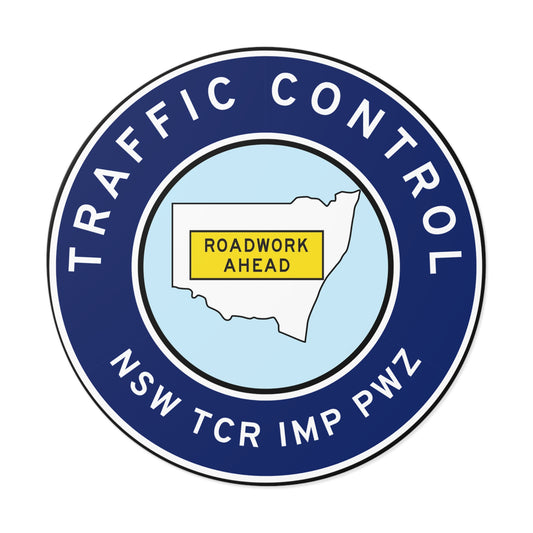 NSW | Traffic Control | TCR/IMP/PWZ | Hard Hat Sticker | Roadwork Ahead | VIC Blue
