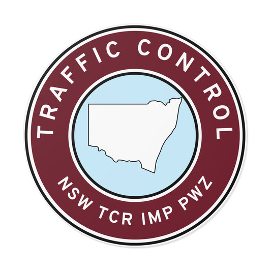 NSW | Traffic Control | TCR/IMP/PWZ | Hard Hat Sticker | State Outline | QLD Maroon