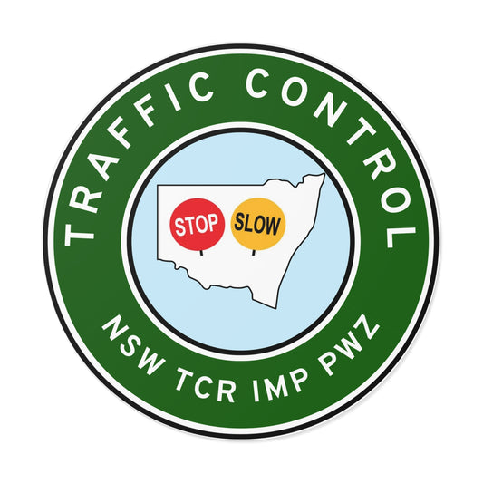 NSW | Traffic Control | TCR/IMP/PWZ | Hard Hat Sticker | Stop/Slow | TAS Green