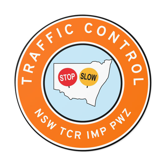 NSW | Traffic Control | TCR/IMP/PWZ | Hard Hat Sticker | Stop/Slow | Orange