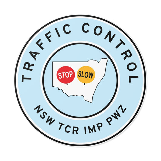 NSW | Traffic Control | TCR/IMP/PWZ | Hard Hat Sticker | Stop/Slow | NSW Blue