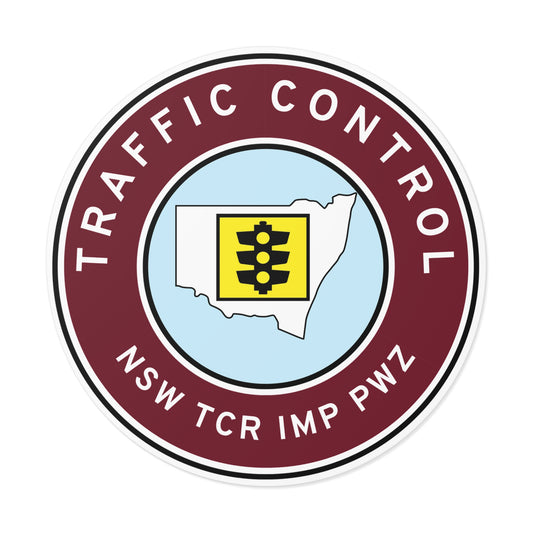 NSW | Traffic Control | TCR/IMP/PWZ | Hard Hat Sticker | Traffic Light | QLD Maroon
