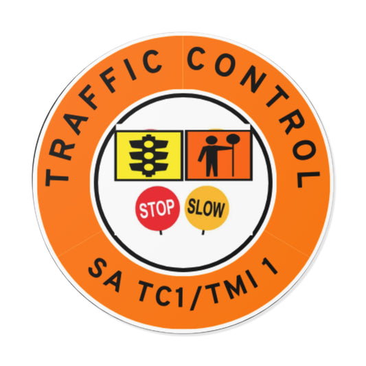 SA Traffic Control | TC1, TMI 1 | Hard Hat Sticker | All Symbolics | Orange