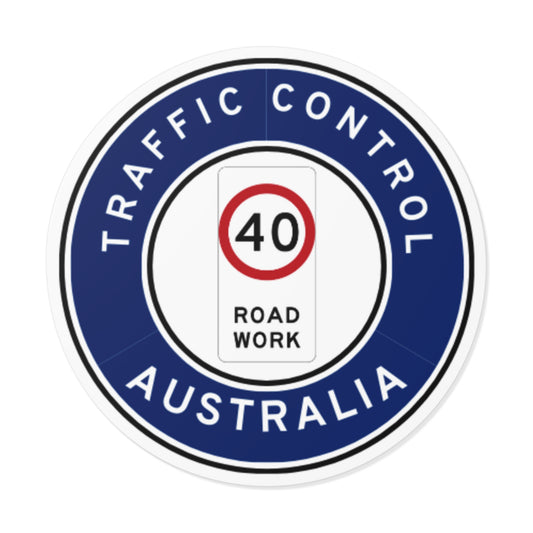 Australia | Traffic Control | All States | Hard Hat Sticker | 40kph Road Work | ACT Blue