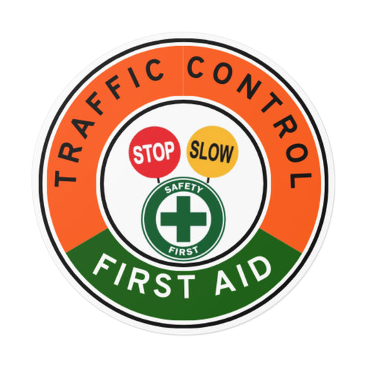 Australian Traffic Control | Hard Hat Sticker | Traffic Control & First Aid | Orange & Green