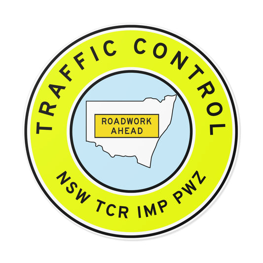NSW | Traffic Control | TCR/IMP/PWZ | Hard Hat Sticker | Roadwork Ahead | Yellow