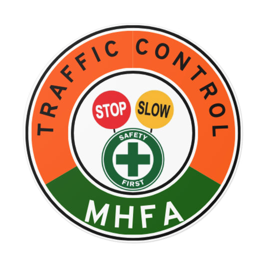 Australian Traffic Control | Hard Hat Sticker | Traffic Control & Mental Health First Aid | Orange & Green