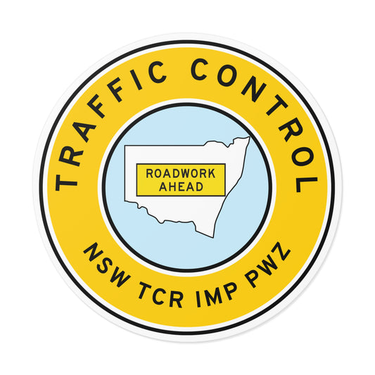 NSW | Traffic Control | TCR/IMP/PWZ | Hard Hat Sticker | Roadwork Ahead | WA Yellow