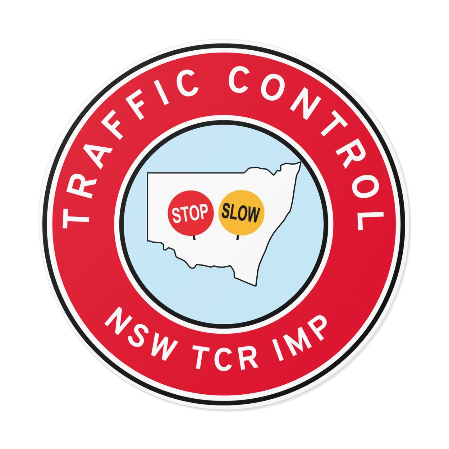 NSW | Traffic Control | TCR/IMP | Hard Hat Sticker | Stop/Slow | SA Red