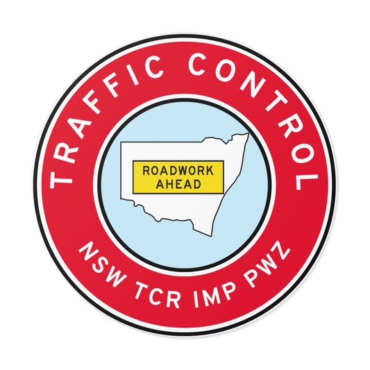 NSW | Traffic Control | TCR/IMP/PWZ | Hard Hat Sticker | Roadwork Ahead | SA Red