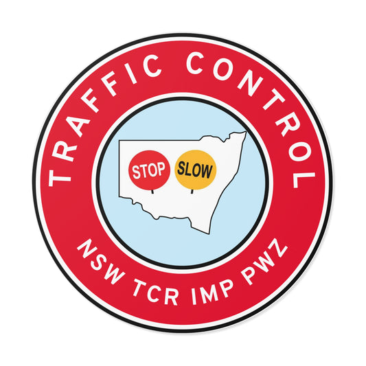 NSW | Traffic Control | TCR/IMP/PWZ | Hard Hat Sticker | Stop/Slow | SA Red