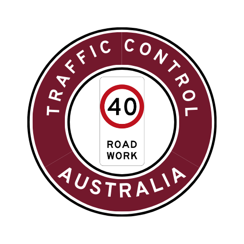 Australia | Traffic Control | All States | Hard Hat Sticker | 40kph Road Work | QLD Maroon