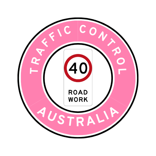 Australia | Traffic Control | All States | Hard Hat Sticker | 40kph Road Work | Pink