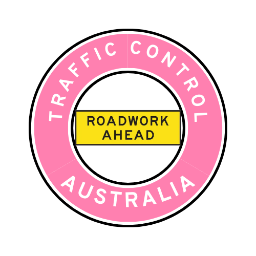 Australia | Traffic Control | All States | Hard Hat Sticker | Roadwork Ahead | Pink