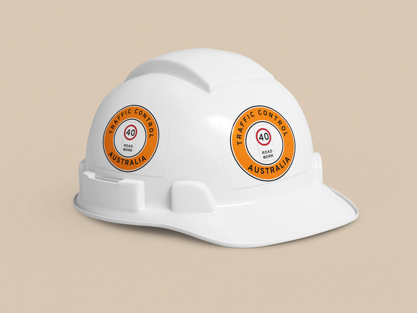 Australia | Traffic Control | All States | Hard Hat Sticker | 40kph Road Work | Orange