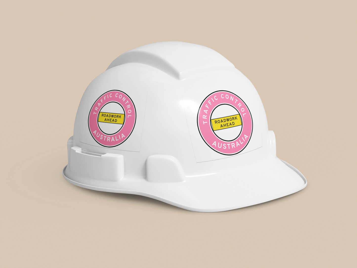 Australia | Traffic Control | All States | Hard Hat Sticker | Roadwork Ahead | Pink