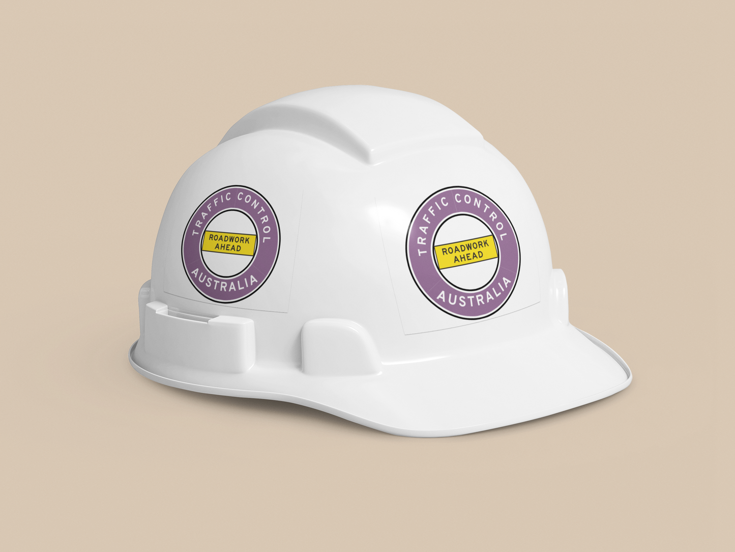 Australia | Traffic Control | All States | Hard Hat Sticker | Roadwork Ahead | Purple