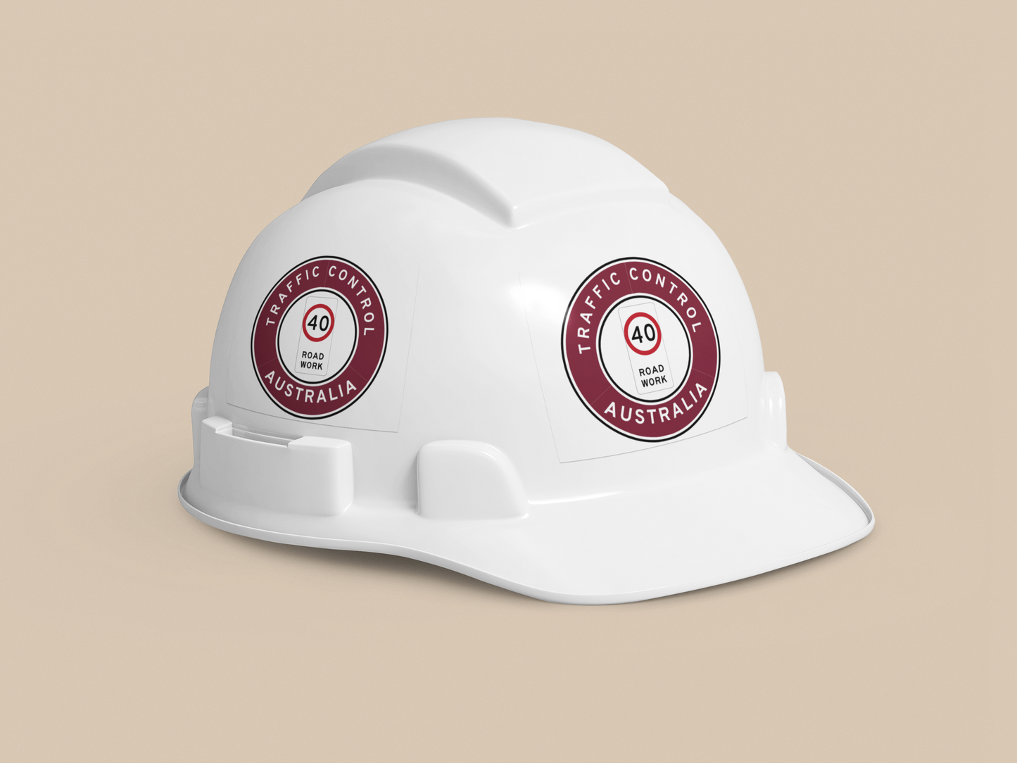 Australia | Traffic Control | All States | Hard Hat Sticker | 40kph Road Work | QLD Maroon