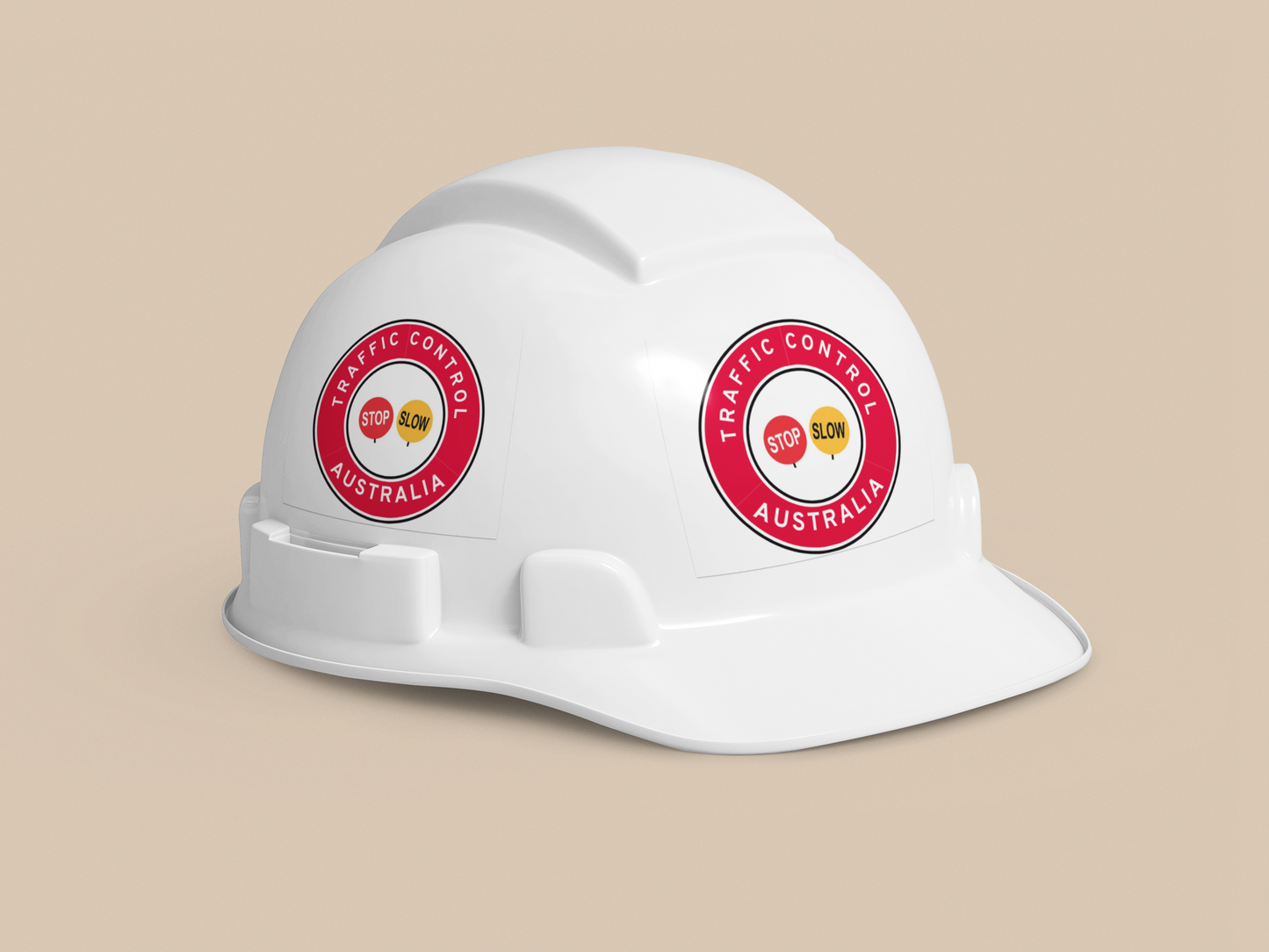 Australia | Traffic Control | All States | Hard Hat Sticker | Stop/Slow | SA Red