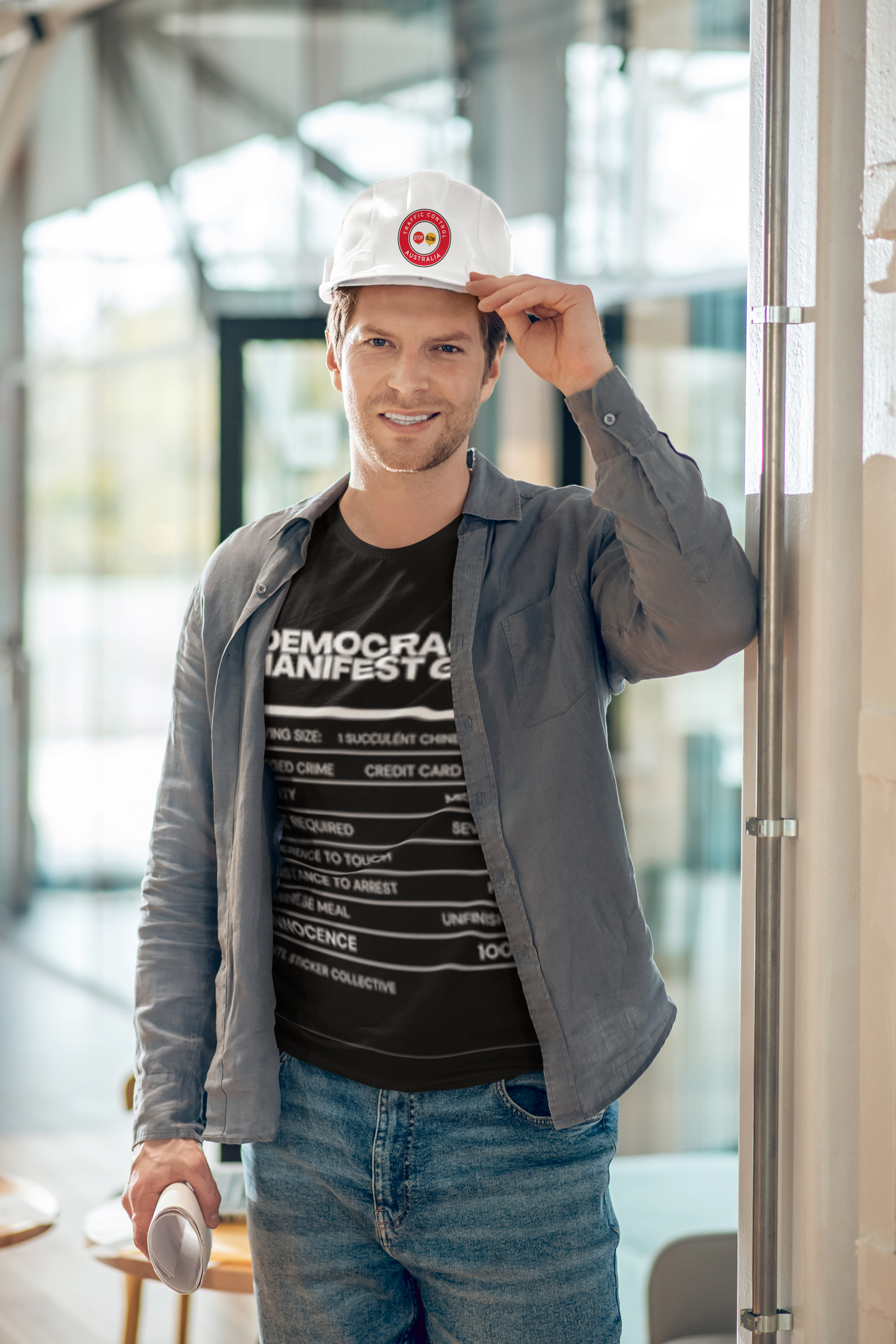 Australia | Traffic Control | All States | Hard Hat Sticker | Stop/Slow | SA Red