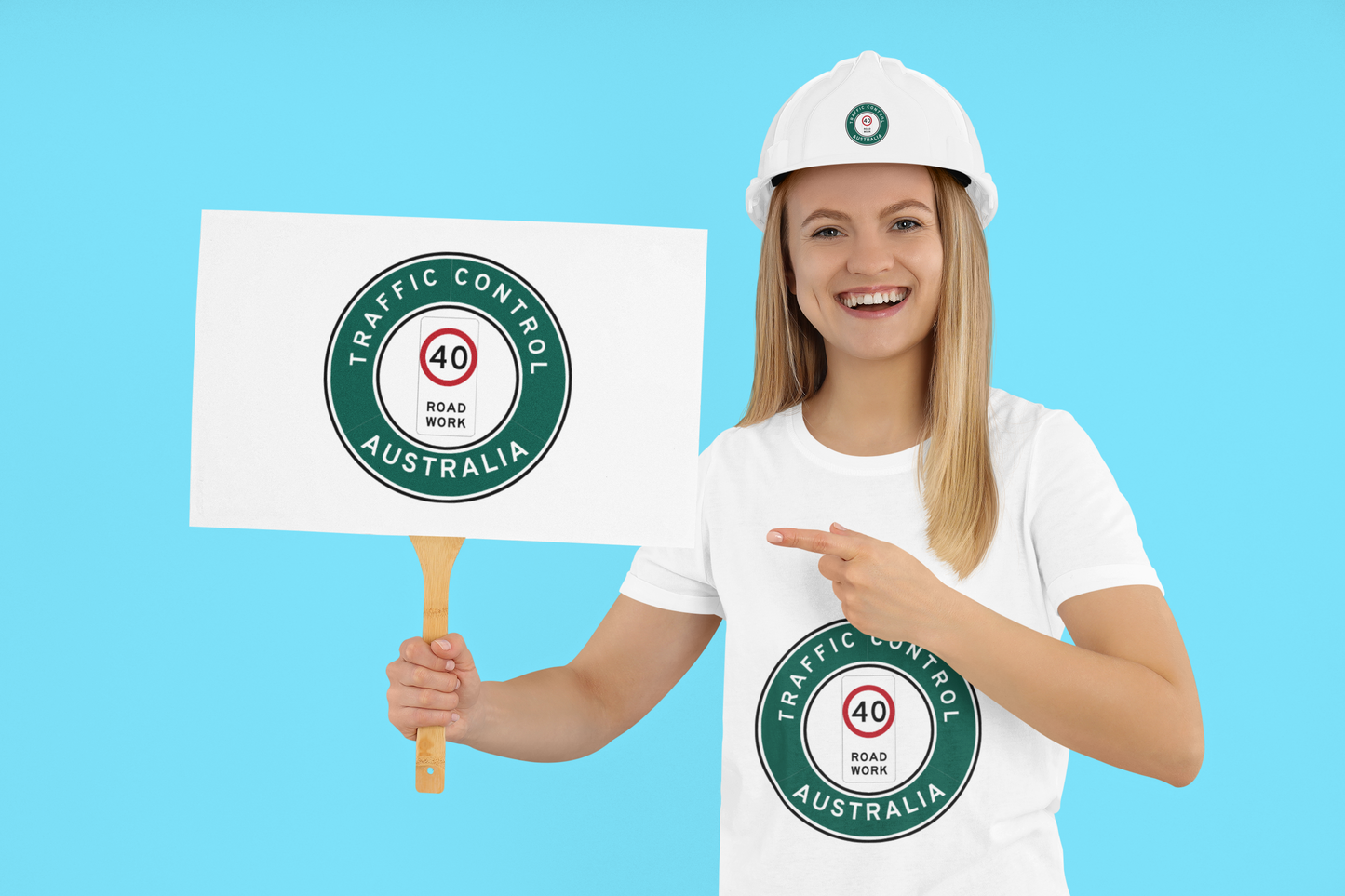 Australia | Traffic Control | All States | Hard Hat Sticker | 40kph Road Work | TAS Green