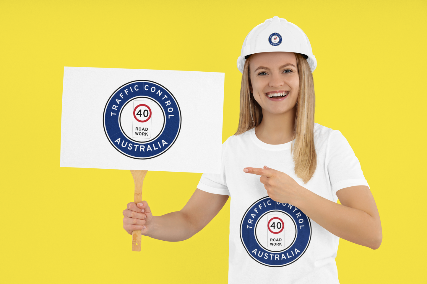 Australia | Traffic Control | All States | Hard Hat Sticker | 40kph Road Work | ACT Blue