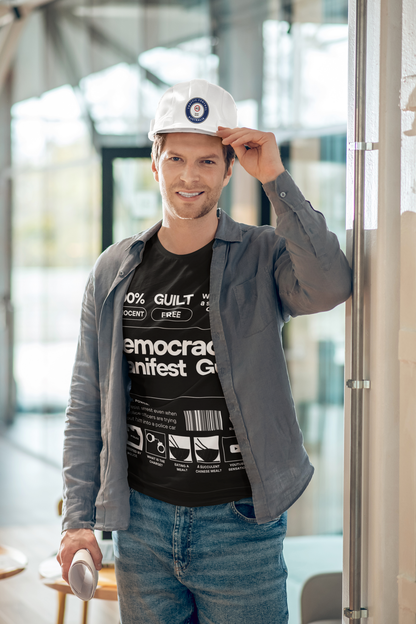 Australia | Traffic Control | All States | Hard Hat Sticker | 40kph Road Work | ACT Blue