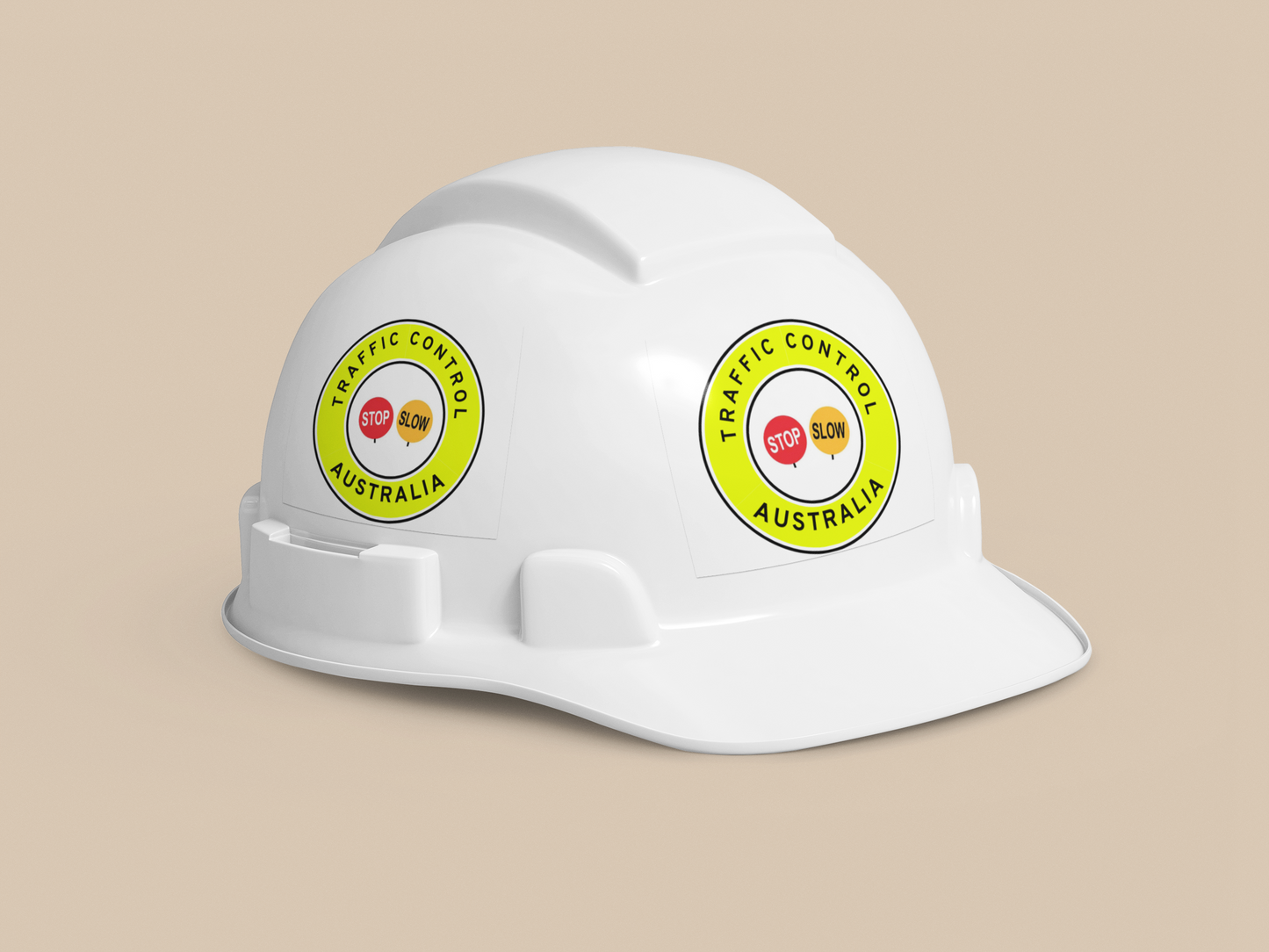 Australia | Traffic Control | All States | Hard Hat Sticker | Stop/Slow | Yellow