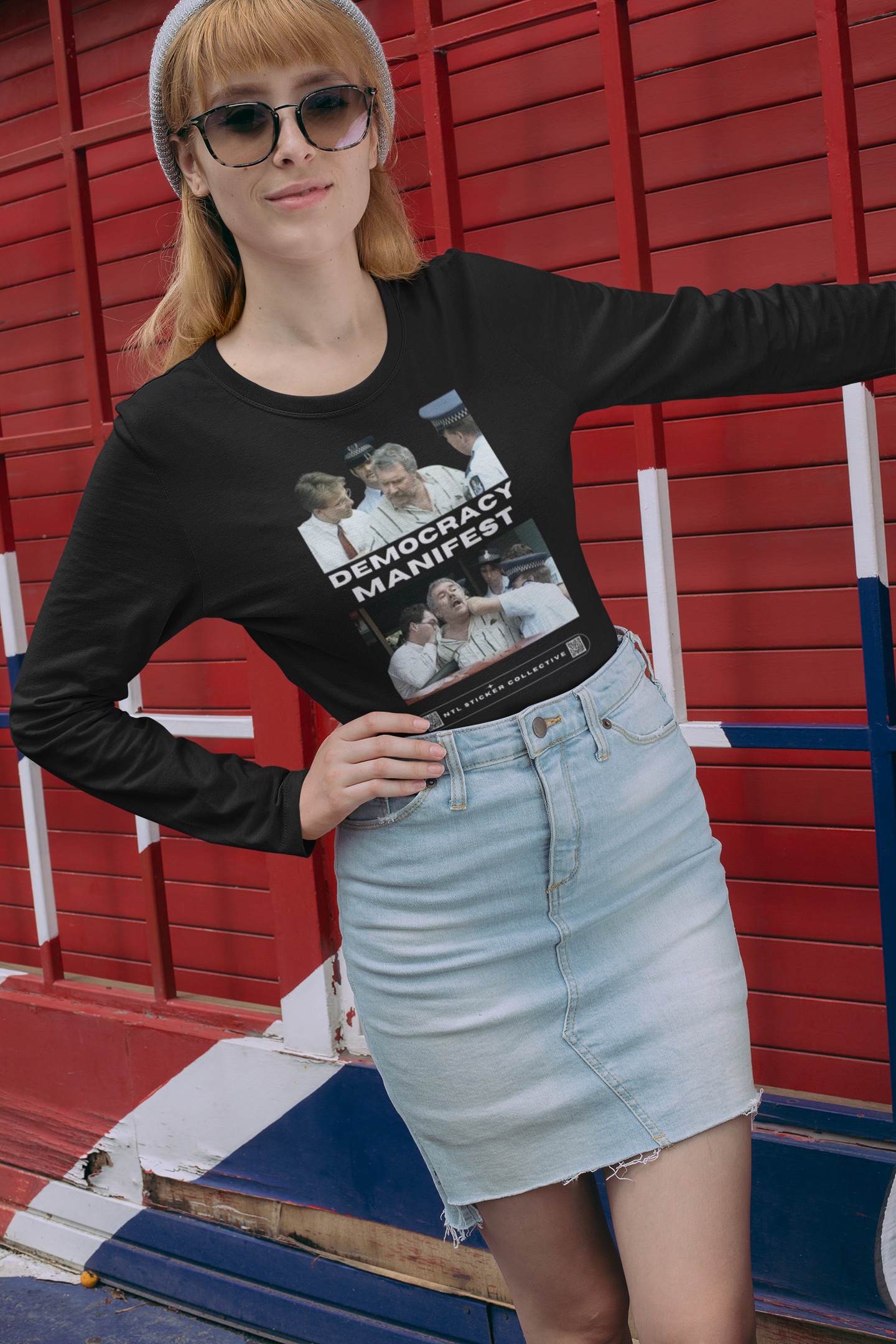 NEW | Double Window | Democracy Manifest | Black | Unisex Gildan Long Sleeve Shirt