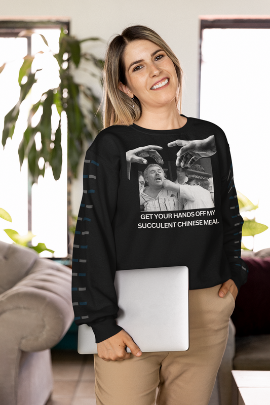 Get Your Hands Off My Succulent Chinese Meal | Black | Gildan Unisex Heavy Blend Crewneck Sweatshirt | 2025