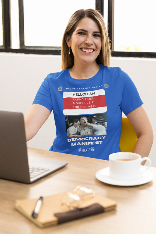 NEW | Hello I Am Eating A Meal | Democracy Manifest V1 | Blue | Gildan Unisex Short Sleeve Shirt
