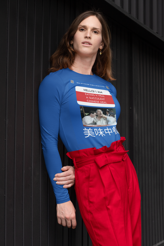 NEW | Hello I Am Eating A Meal | Democracy Manifest V1 | Blue | Gildan Unisex Long Sleeve Shirt