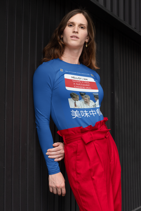 NEW | Hello I Am Eating A Meal | Democracy Manifest V2 | Blue | Gildan Unisex Long Sleeve Shirt