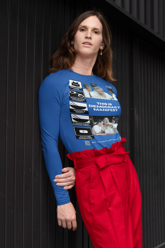NEW | Democracy Manifest Meme Icons | Blue | Gildan Unisex Long Sleeve Shirt