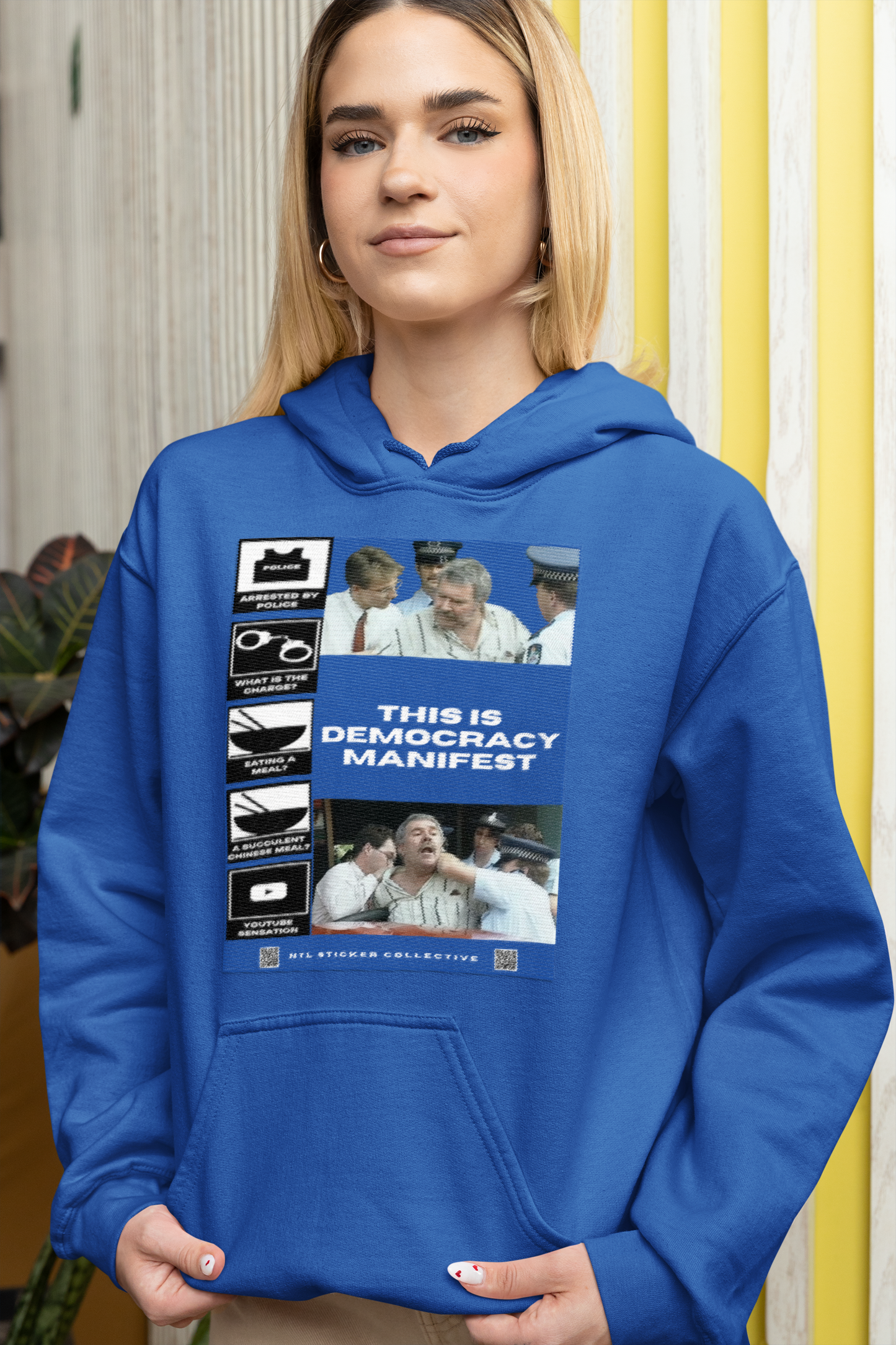 NEW | Democracy Manifest Meme Icons | Blue | Gildan Unisex Hoodie