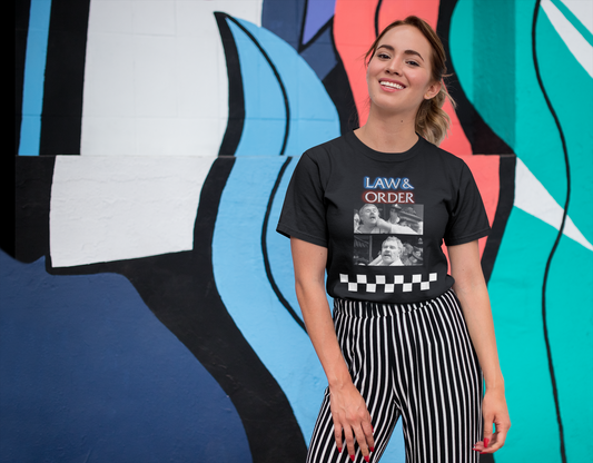 Law & Order Chequerboard | Black | Gildan Unisex Heavy Cotton Tee