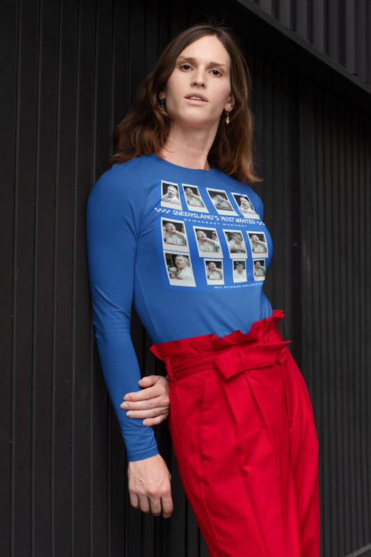 NEW | Queensland's Most Wanted Photoboard | Blue | Gildan Unisex Long Sleeve Shirt