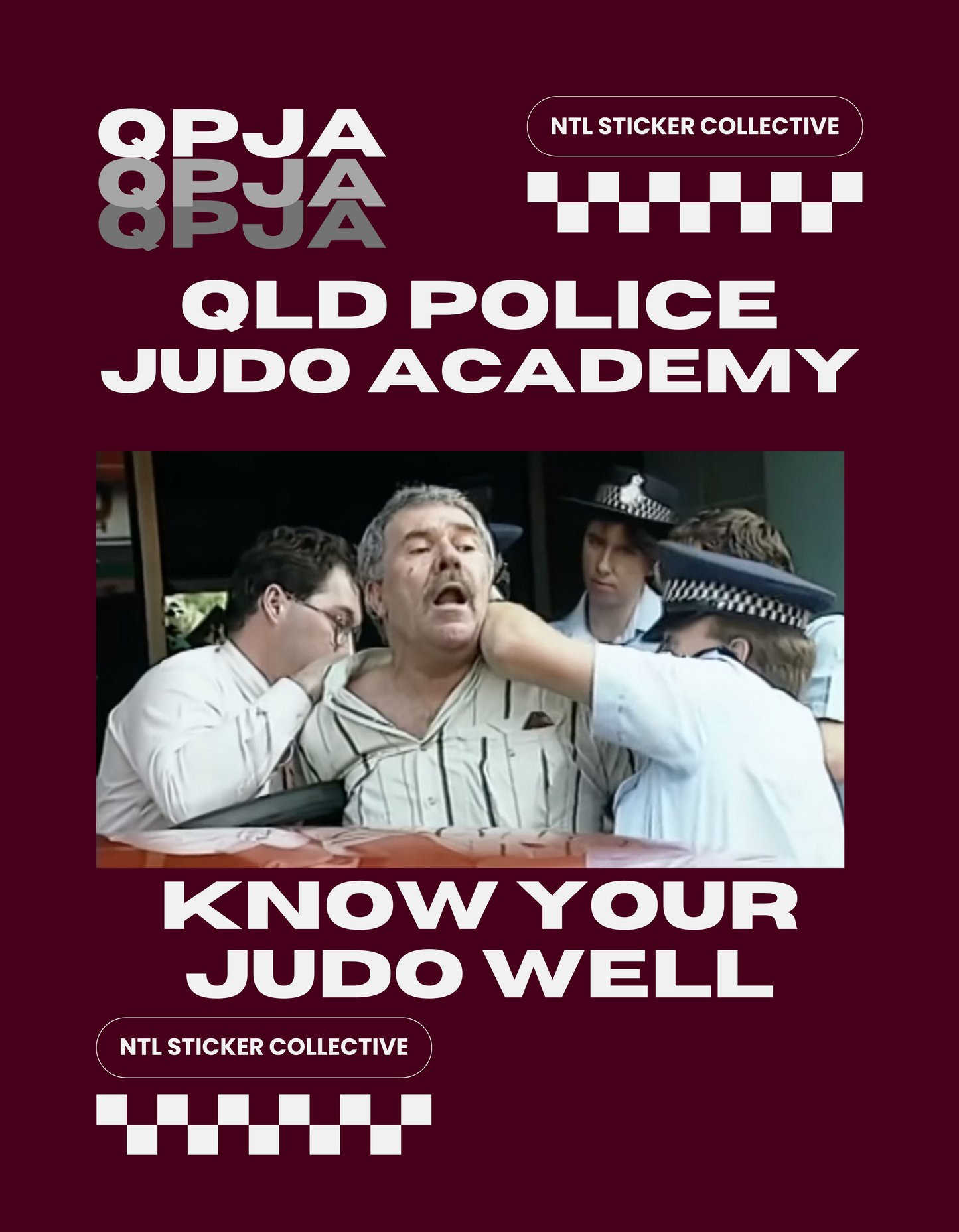 Qld Police Judo Academy Chequerboard | Maroon | Unisex Gildan Heavy Cotton Tee