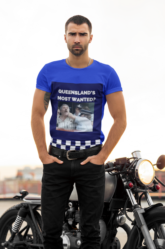Queensland's Most Wanted? | Blue | Gildan Unisex Heavy Cotton Tee