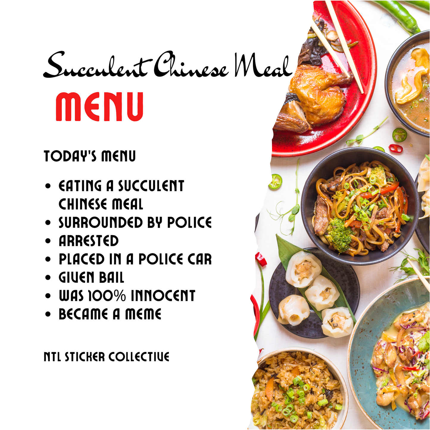 Succulent Chinese Meal Large Menu | White | Gildan Unisex Heavy Cotton Tee