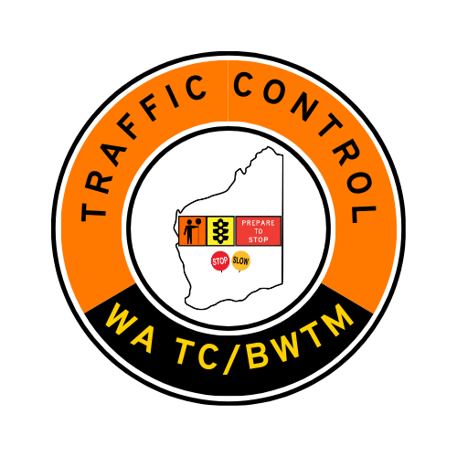 WA Traffic Control | TC, BWTM | Hard Hat Sticker | All Symbolics | Orange/Black