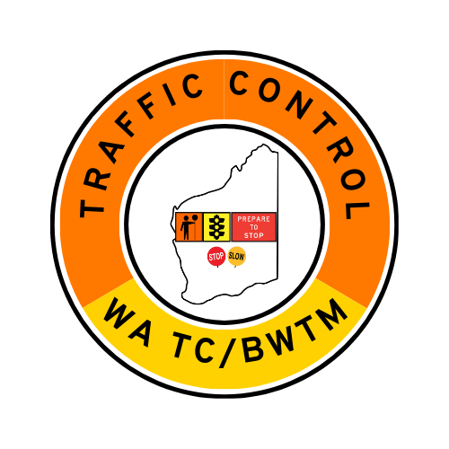 WA Traffic Control | TC, BWTM | Hard Hat Sticker | All Symbolics | Orange/WA Yellow