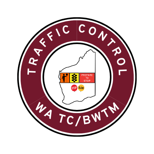 WA Traffic Control | TC, BWTM | Hard Hat Sticker | All Symbolics | QLD Maroon